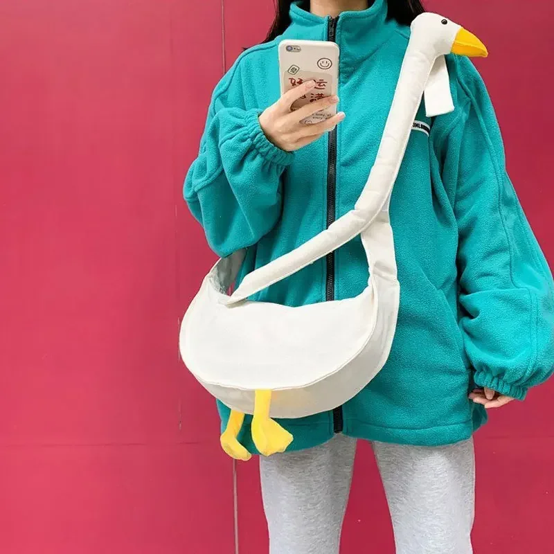 Silly Goose Bag Girls Canvas Diagonal Cross Bag Cute Duck Tote Youth Fashion Casual Version Shoulder Bags Women Messenger Packs