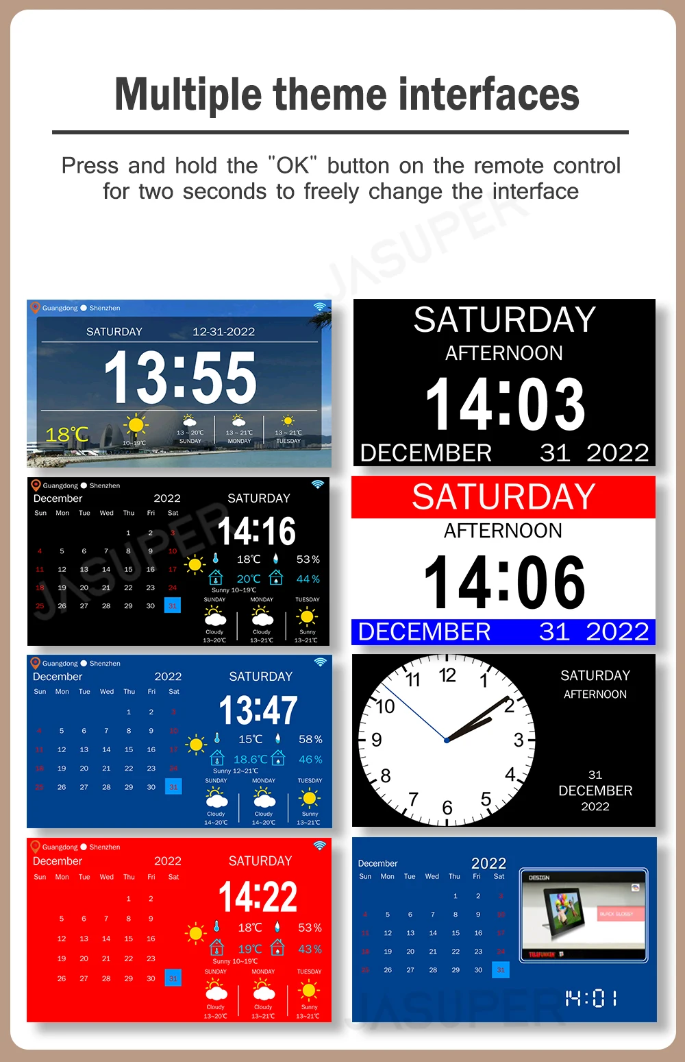 Description Picture 5 of item10.1/7 Inch WIFI Senior Dementia Calendar Clock Digital Photo Frame LED Large Screen Display Time Date Weather Forecast