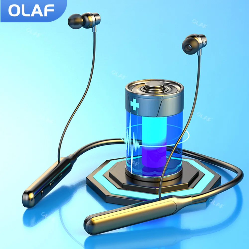 Cuffie Wireless Olaf Bluetooth 5.0 Wired Magnetic Sports Running Auricolari Con Archetto Da Collo Impermeabili Auricolari Tws Cuffie Con Microfono