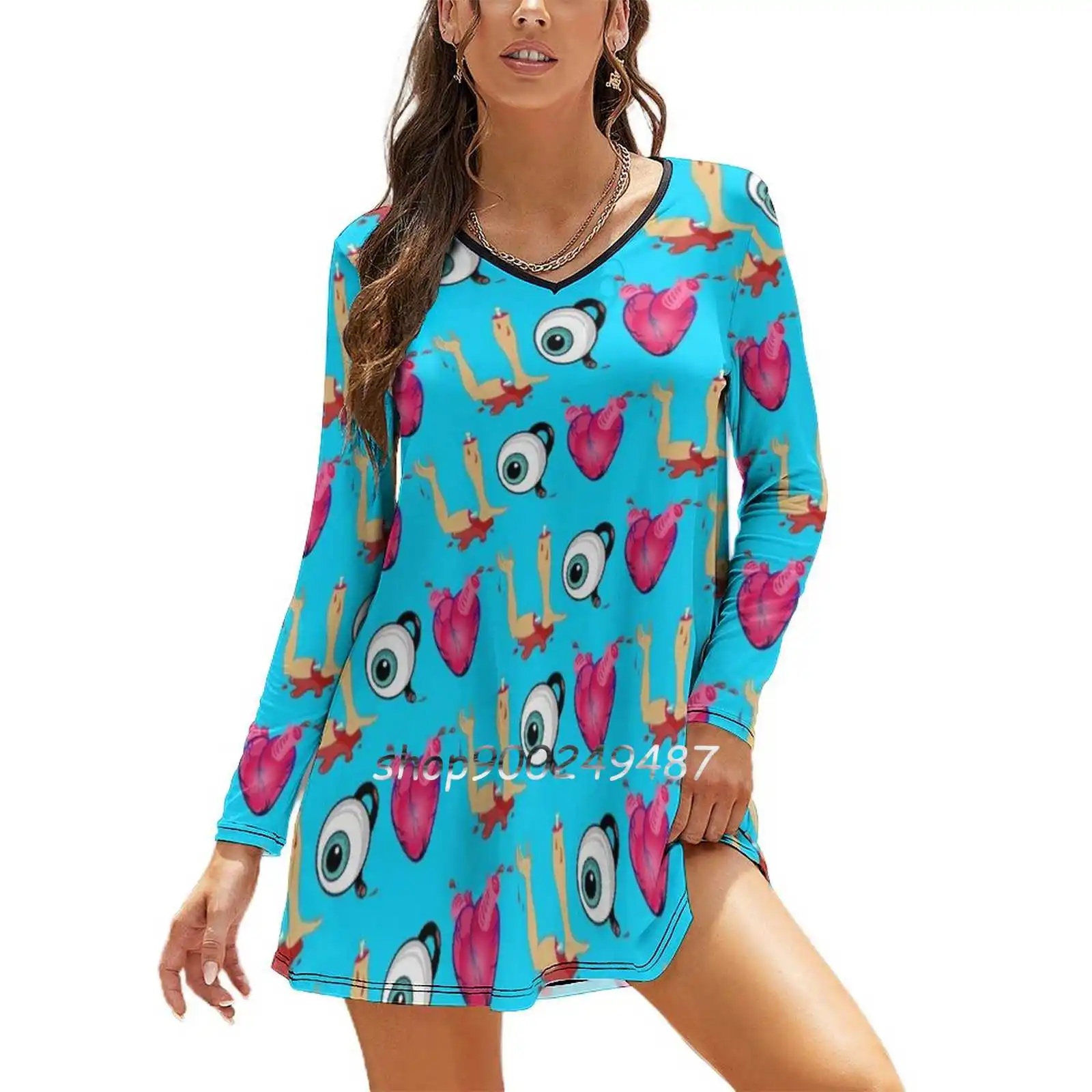 

Eye Heart U Slim Dress With Hollow Waist Autumn Winter Sexy V Neck Long Sleeve Dresses Valentine Valentines Day Eye Heart Limbs