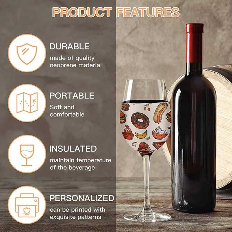 Sublimation Blank Wine Glass Sleeve Neoprene Insulator Cover (20 Pieces)