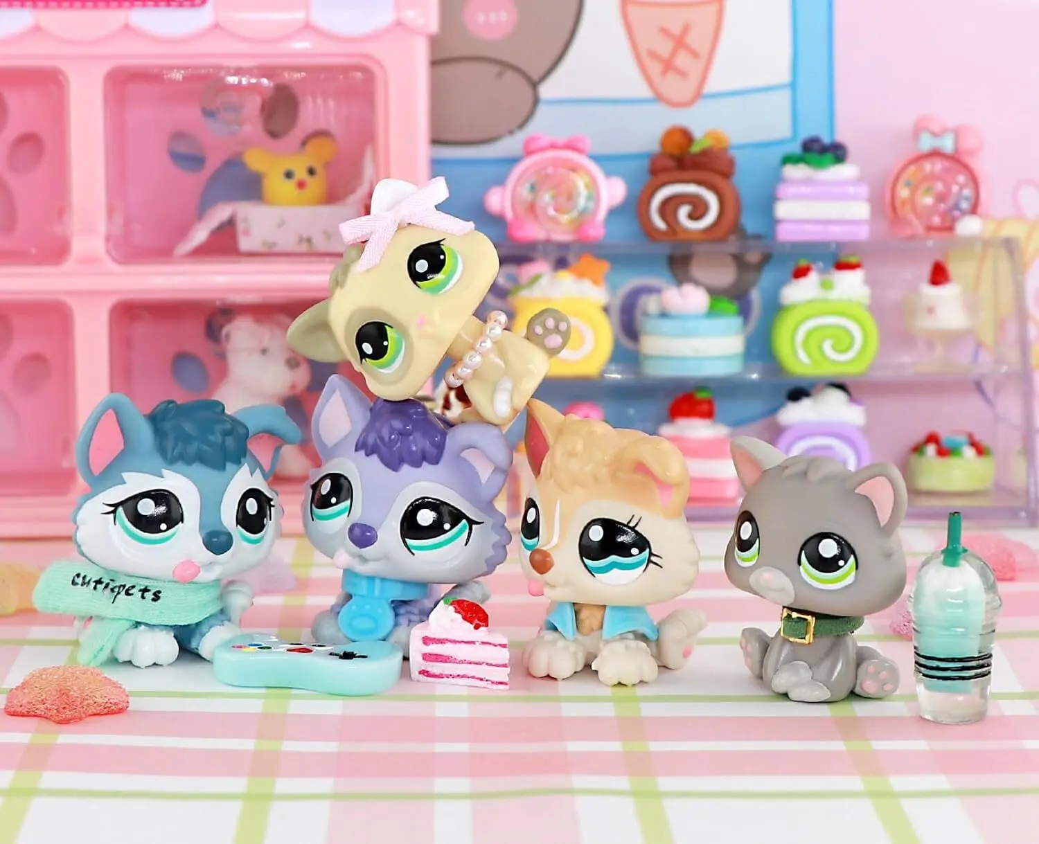 Littlest Pet Shop LPS Baby Husky and Kitten Set Rare Old LPS Pets 2036 1074  1607