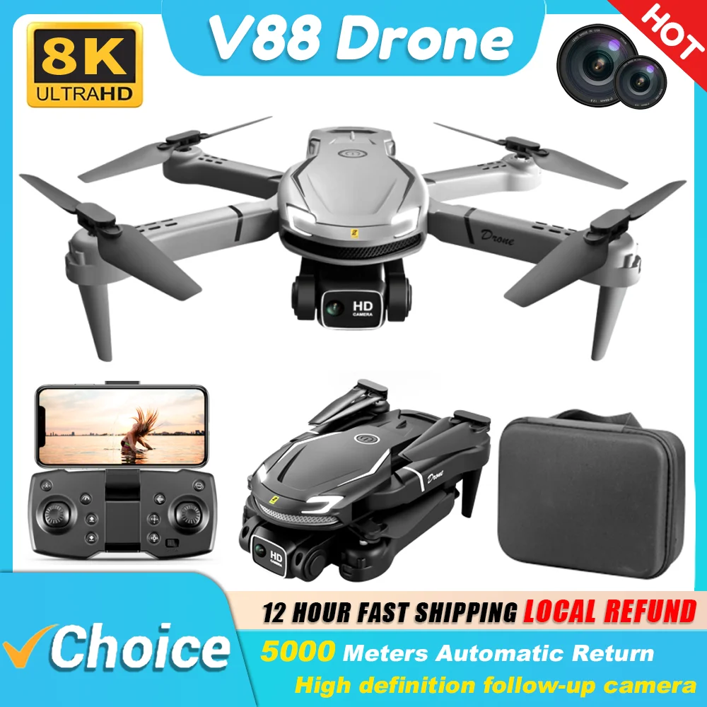 KBDFA V88 미니 드론, 8K HD 듀얼 카메라, 5G GPS 장애물 회피 사..