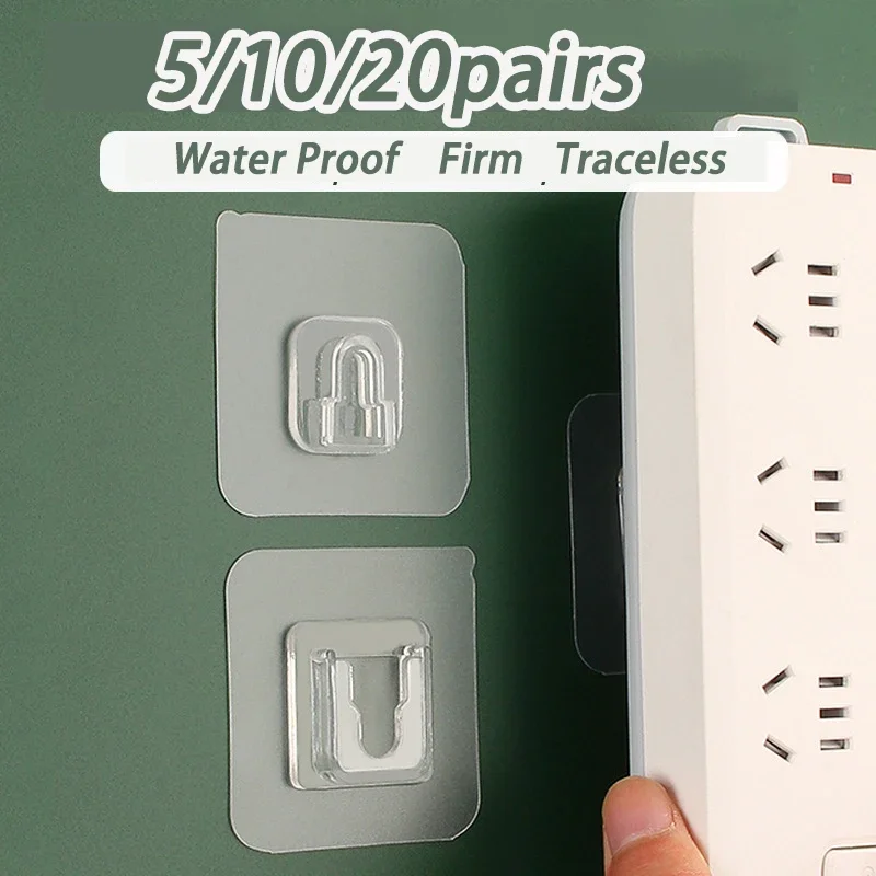 

Double-Sided Adhesive Wall Hooks Multi-Purpose Transparent Hook Waterproof Clothes Hats Towel Hooks Kitchen Bath Door Hooks