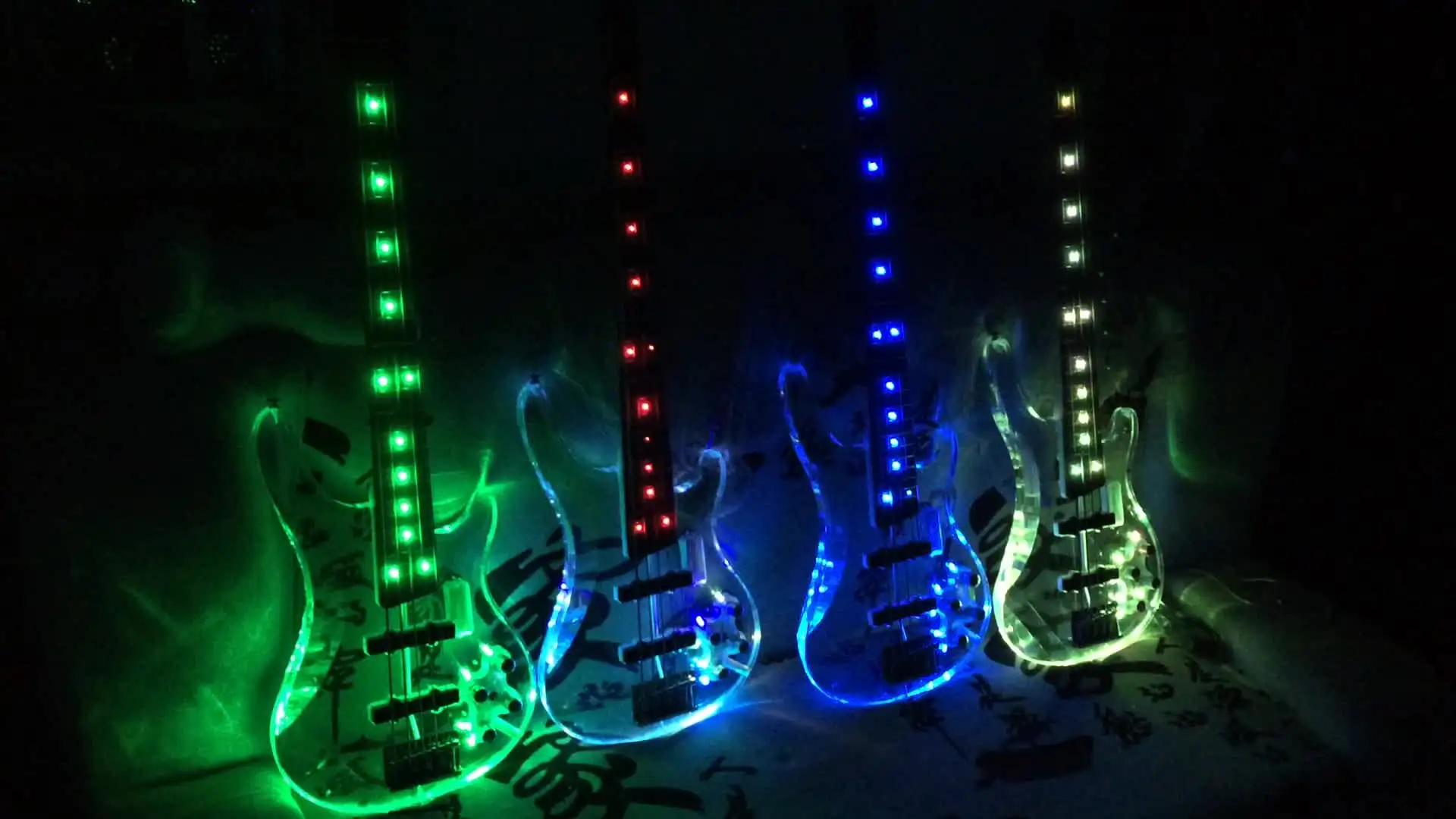 5弦アクリルエレクトリックベースギター、メイプルネックローズウッド