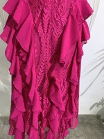 فساتين سهرة نسائية مجوفة مكشكشة ، رقبة دائرية ، أكمام قصيرة ، فستان طويل للحفلات ، مصمم أزياء جديد ، الصيف ، 3WQ3925 ، 1