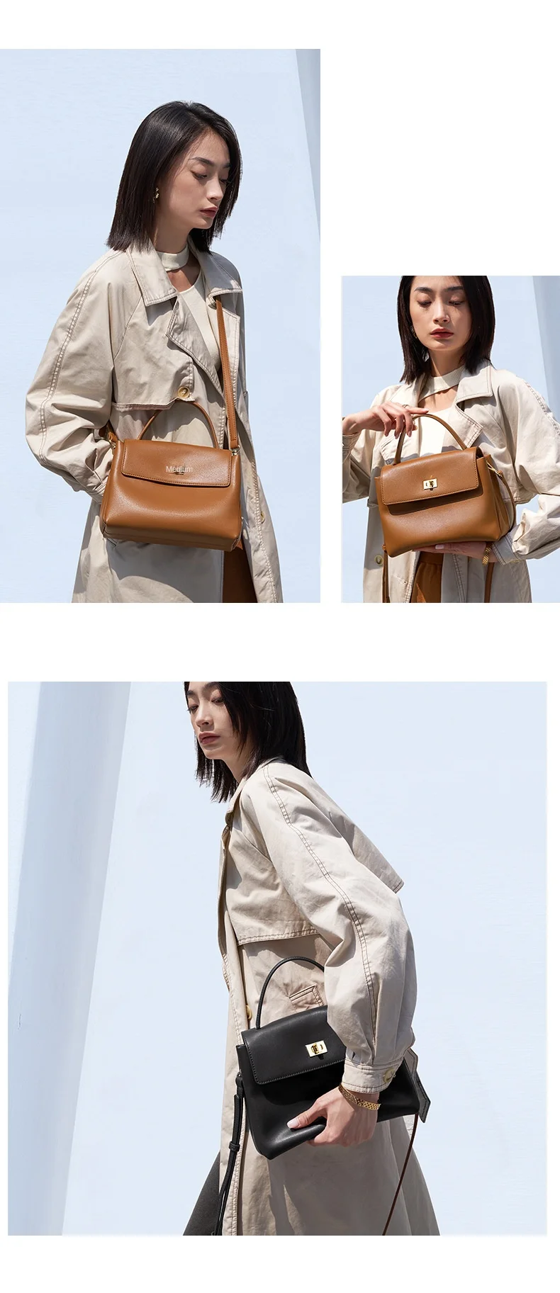 Damen Ledertasche Mit Drehverschluss Aus Weichem Rindsleder_voghion.com