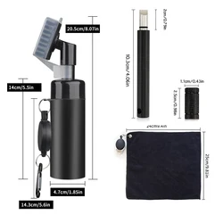 Portable Golf Club Groove Cleaning Brush with Push - Top Water Dispenser (3 - piece combo set)