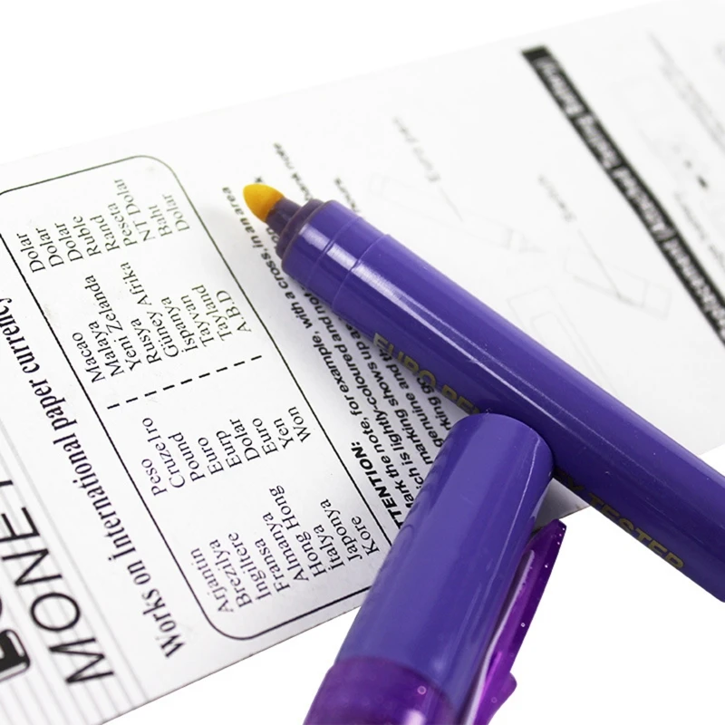Counter-feit Bill Detector Pen with UV Light Detect Fake Marker Check Bills False Currency Pen for Money Loss Prevention