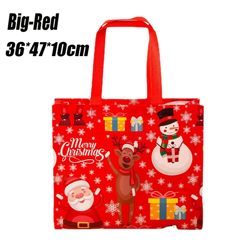 thumbnail image 1 of Bolsas de regalo de Navidad, bolsa de mano con forma de copo de nieve de Papá Noel y alce, bolsas de regalo para niños, bolsa impermeable no tejida gruesa, decoración navideña, 1 of 5