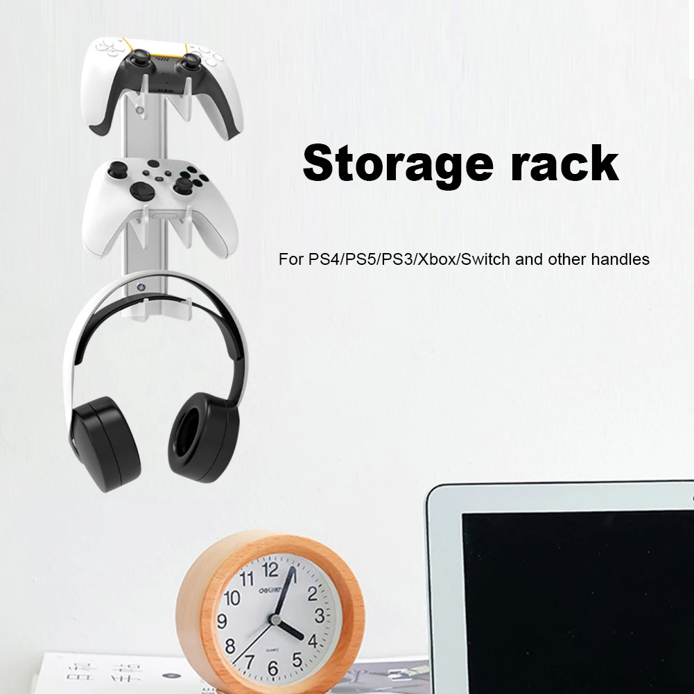 Transparent Game Controller Holder Universal Wall Mounted Headset Holder Storage Rack for PS5/PS4/Xbox/Switch Gaming Handle