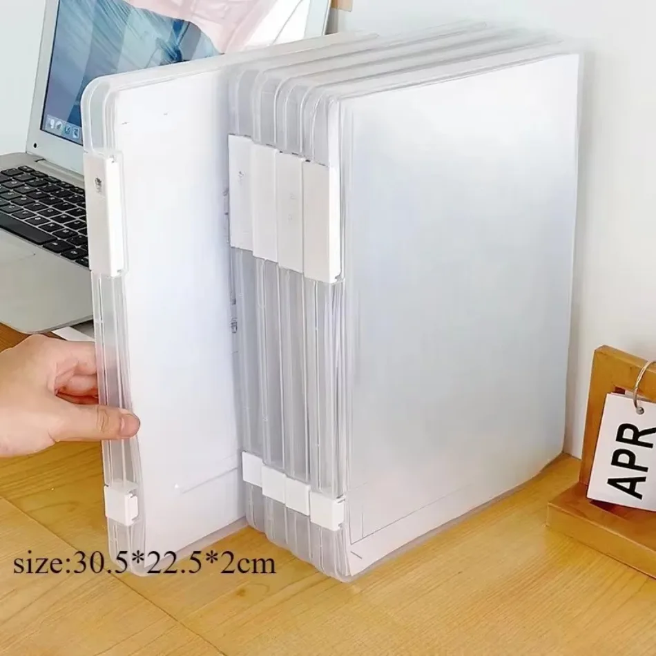 A4 File Storage Box Transparent Double Buckle Plastic Archive Box Waterproof and Dustproof Graduation Certificate Material Box