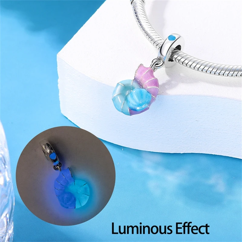 3MM Snake Bone Bracelet Silver Ocean Series Luminous Turtle Charm DIY Beads Women Jewelry Birthday Gift