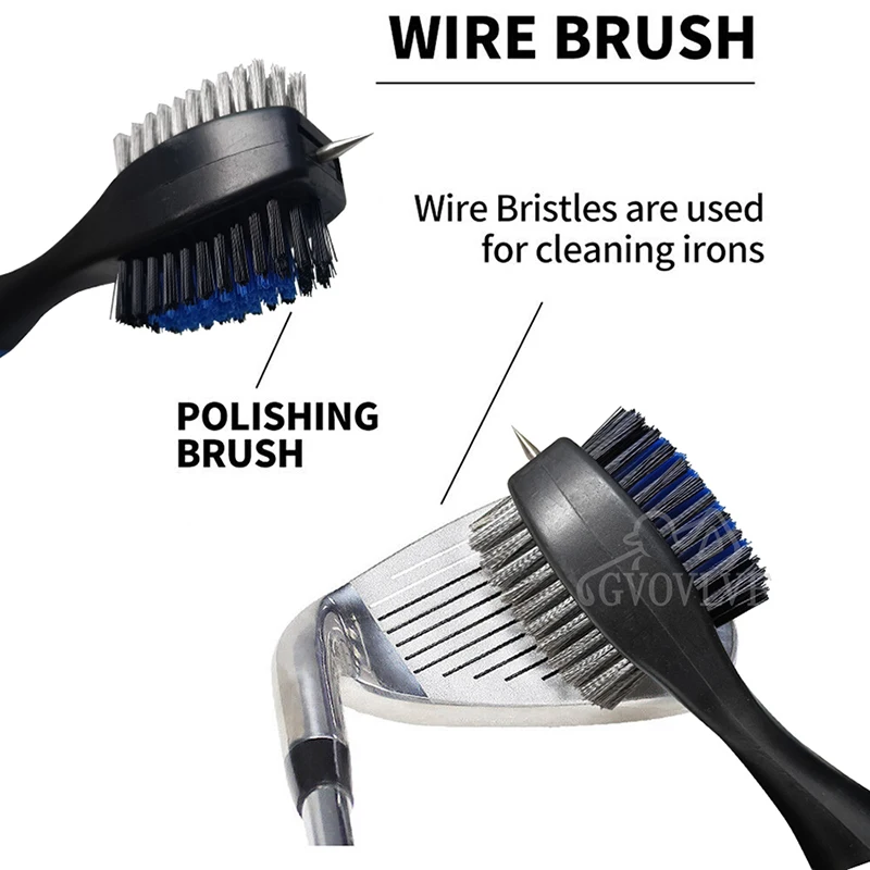 Golf Club Cleaner and Golf Club Brush 2 in 1 Retractable Zip-line Buckle and Retractable Sharp Pick Brush Head Wire Bristles 3