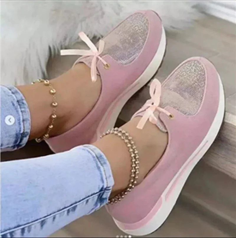 2022 Women's Sneakers Outdoor Ladies Vulcanized Shoes Lace Up Sneakers For Women Solid Color Female Flat Shoes Zapatillas Mujer