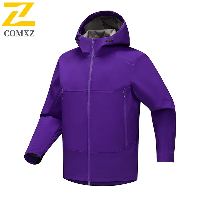 COMXZ Trench Coat Soft Shell Classic Windproof Climbing Camping Chaqueta Hiking Waterproof Lightweight Versatile Men's Outerwear