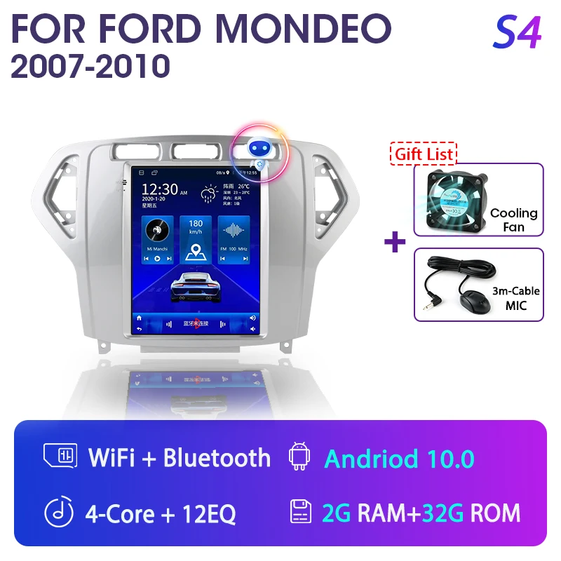 Srnubi Android 11.0 Car Radio for Ford Mondeo mk4 Galaxy A/C 2007-2010 Multimedia Video 2Din 4G WIFI GPS Carplay Navigation car with movie player Car Multimedia Players