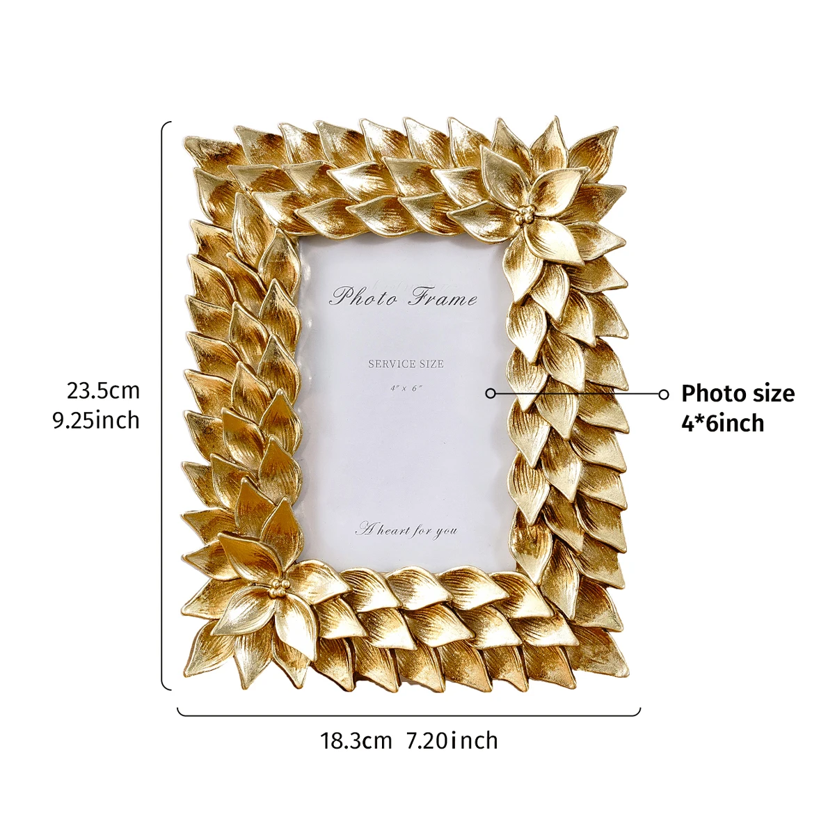 1PC, European retro style golden orchid lace photo frame, antique resin material photo decorative frame