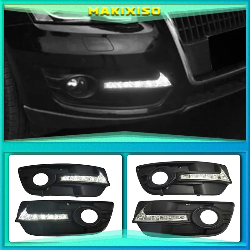 

Дневные ходовые огни для Audi Q5 2010 2011 2012 2013, дневные ходовые огни, противотуманные фары с отверстием, 1 комплект