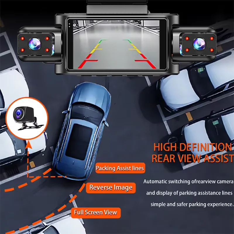 WIFl 4 Camera Car DVR Mini 1080P Inside Vehicle Dash Cam Three Channel DVRsRecorderVideo Registrator Mini Dashcam Camcorder