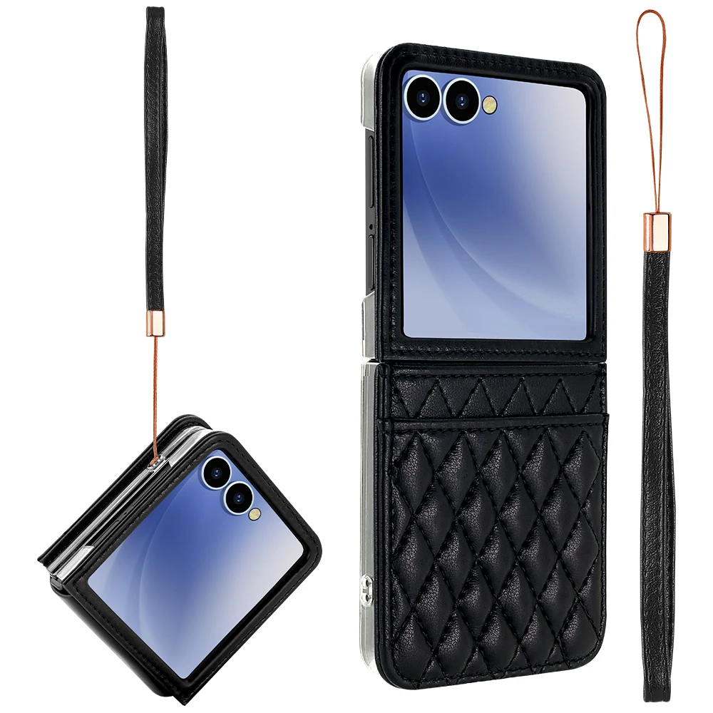 Stylish Phone Case with Card Slot, Telescopic Hinge Protection & Wrist Strap