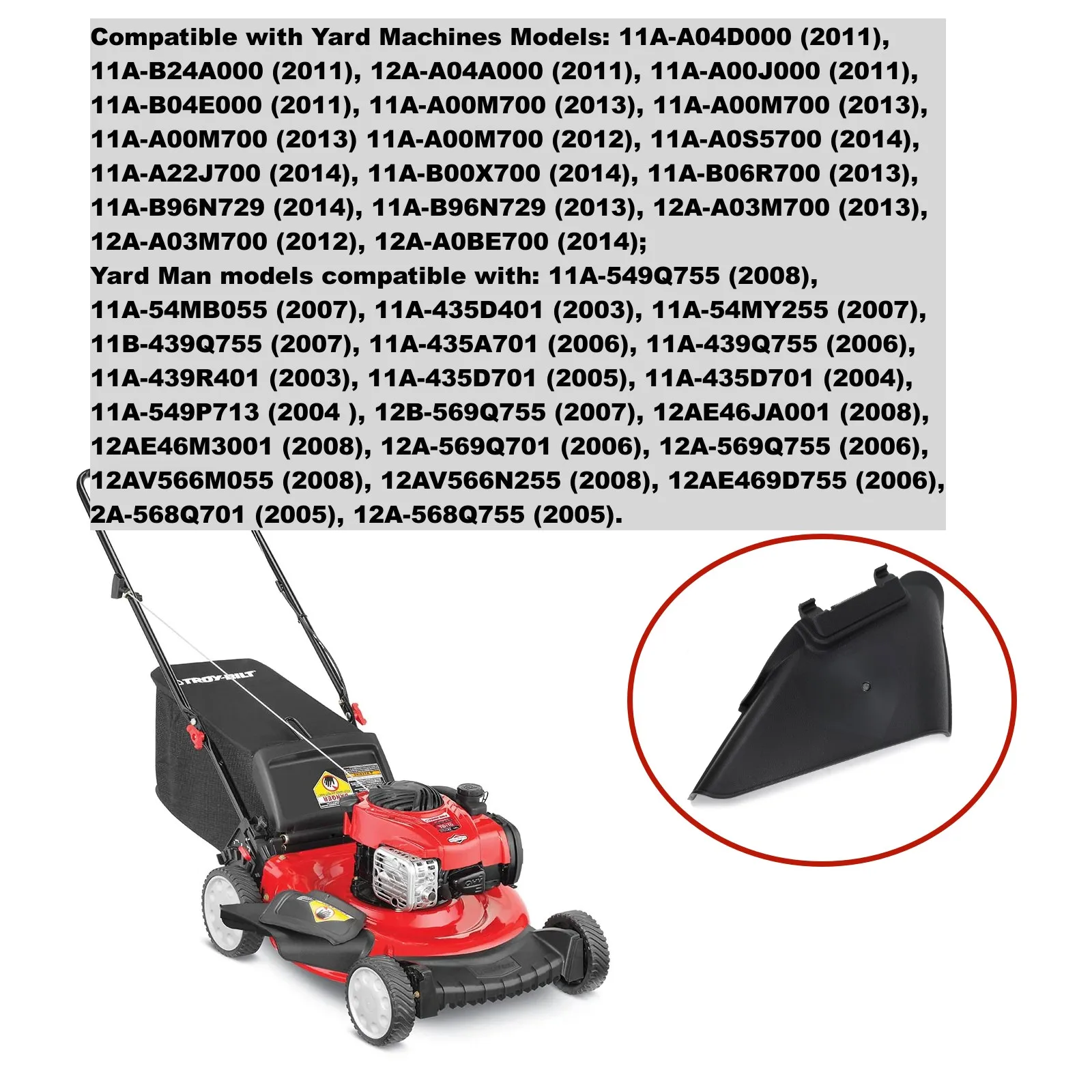 Glissière De Décharge Latérale Pour Tondeuse à Gazon - Pièce 731-07486, Plastique, Compatible Tondeuses Troy