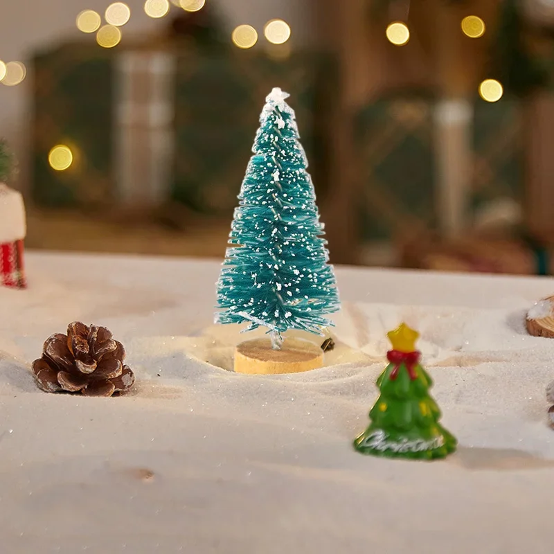 12 Piece DIY Mini Christmas Tree Sisal Silk Cedar - Desktop Decoration Small Christmas Tree 2025 Xmas New Year Navidad Decor