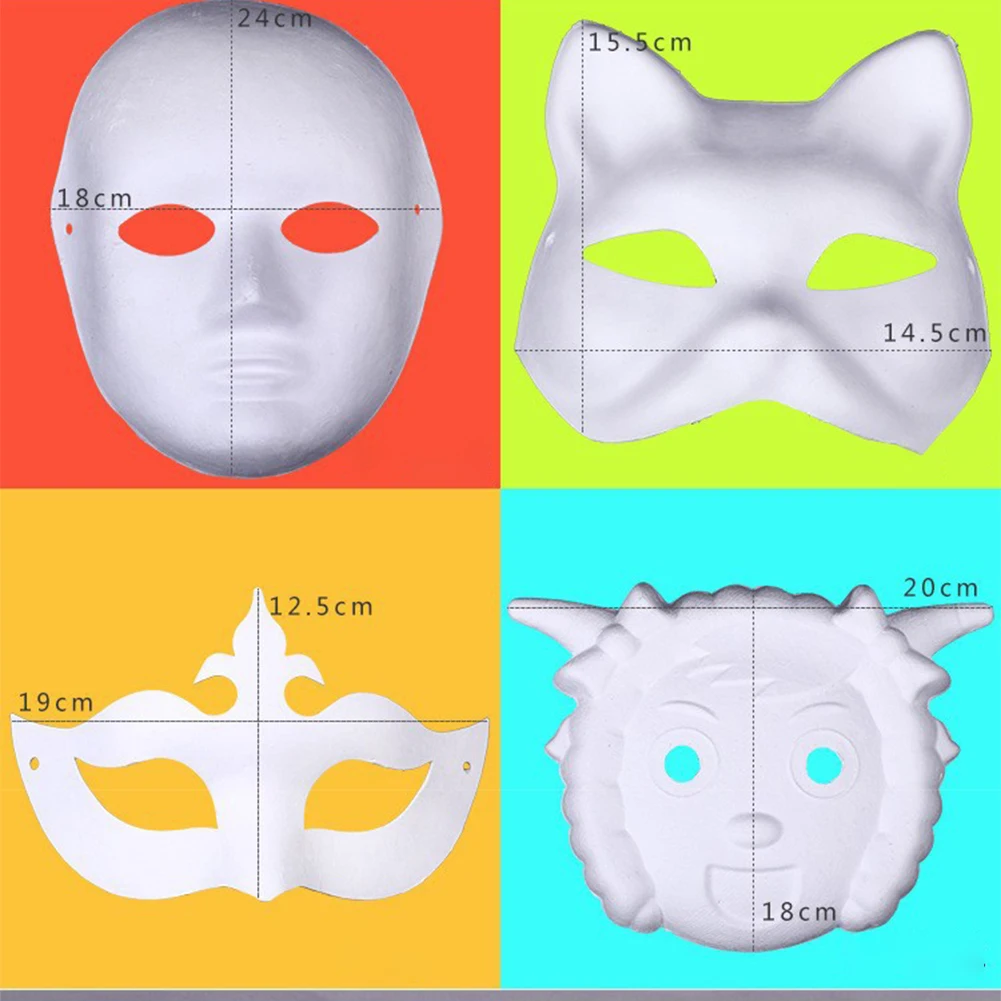 STOBOK 10 Maschere Bianche Di Carta Fai Da Te Per Gatto – Mezza Faccia Per Bambini E Adulti – Per Feste, Cosplay, Carnevale E Decorazioni