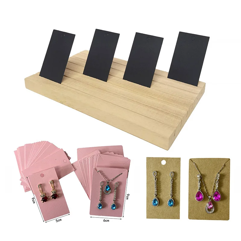 

Wholesale 100Pcs/lot Colored Multi Size Earrings Paper Card Necklace Jewelry Display Card Pendant Holder Wood Base Tray