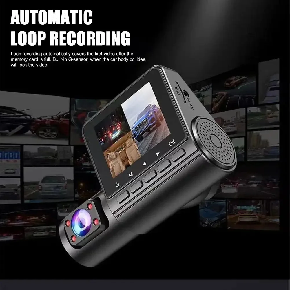 Mini 2 Channel Car DVR Three-Lens Inside Vehicle Camera Recorder Video HD1080P Dashcam Loop Recording Car Charge