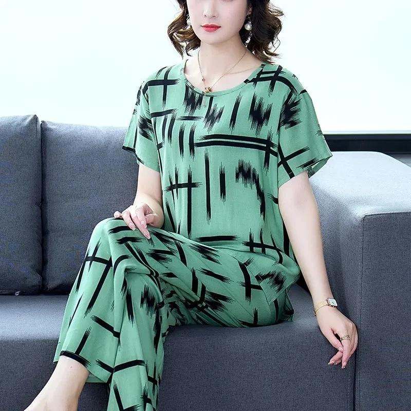 Completi estivi da donna nuovo vestito di seta di cotone per madre