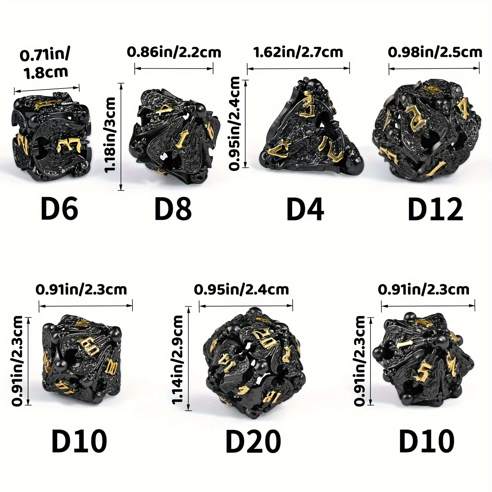 DND Polyhedral Dice Set 7PCS Dice Skull Metal Polyhedral Dice,Gift Suitable for Dungeons & Dragons RPG Game 2