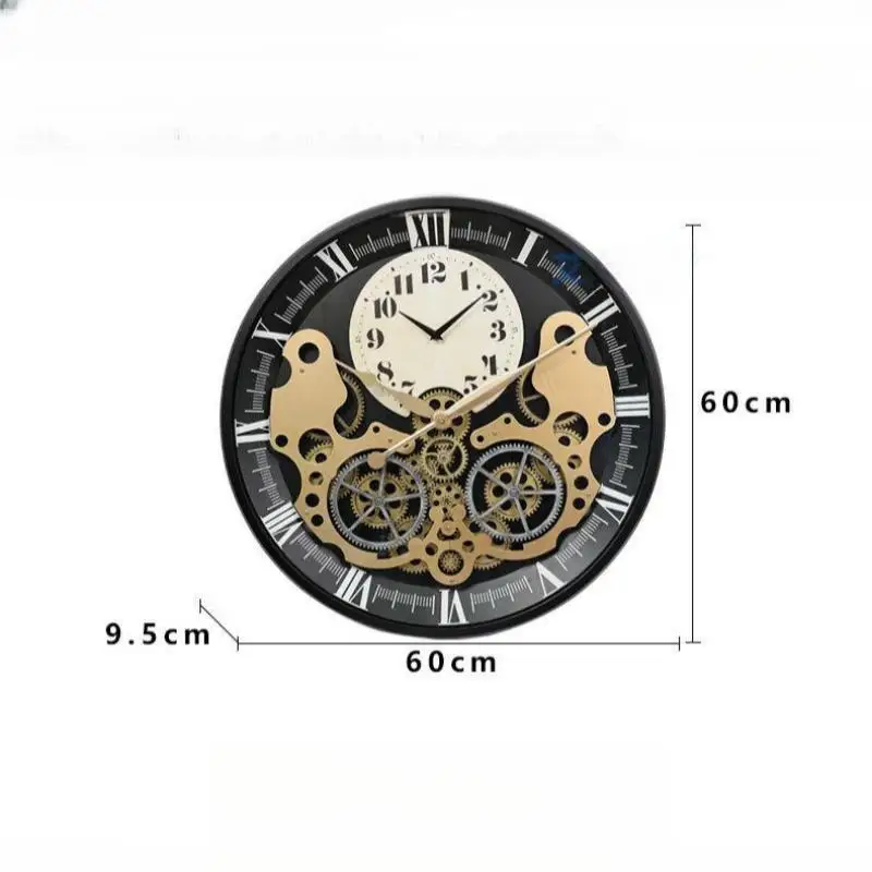 Retro Gear Metal Wall Clock Roman numerals 60x60x9.5cm  
