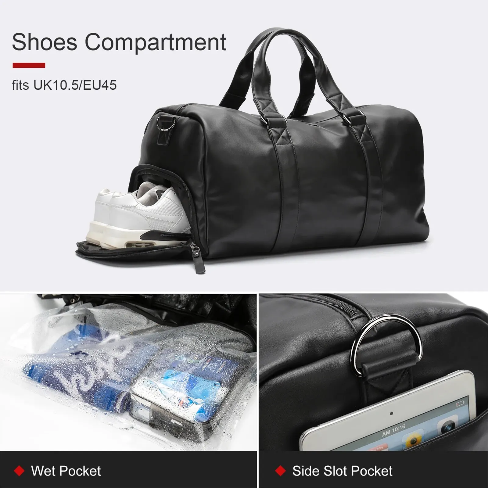 Likros Gym Bag Mens Small Trave Duffel Bag, Swim Sports Bag with Shoes Compartment Waterproof Weekender Overnight Bag Tote Bag 3