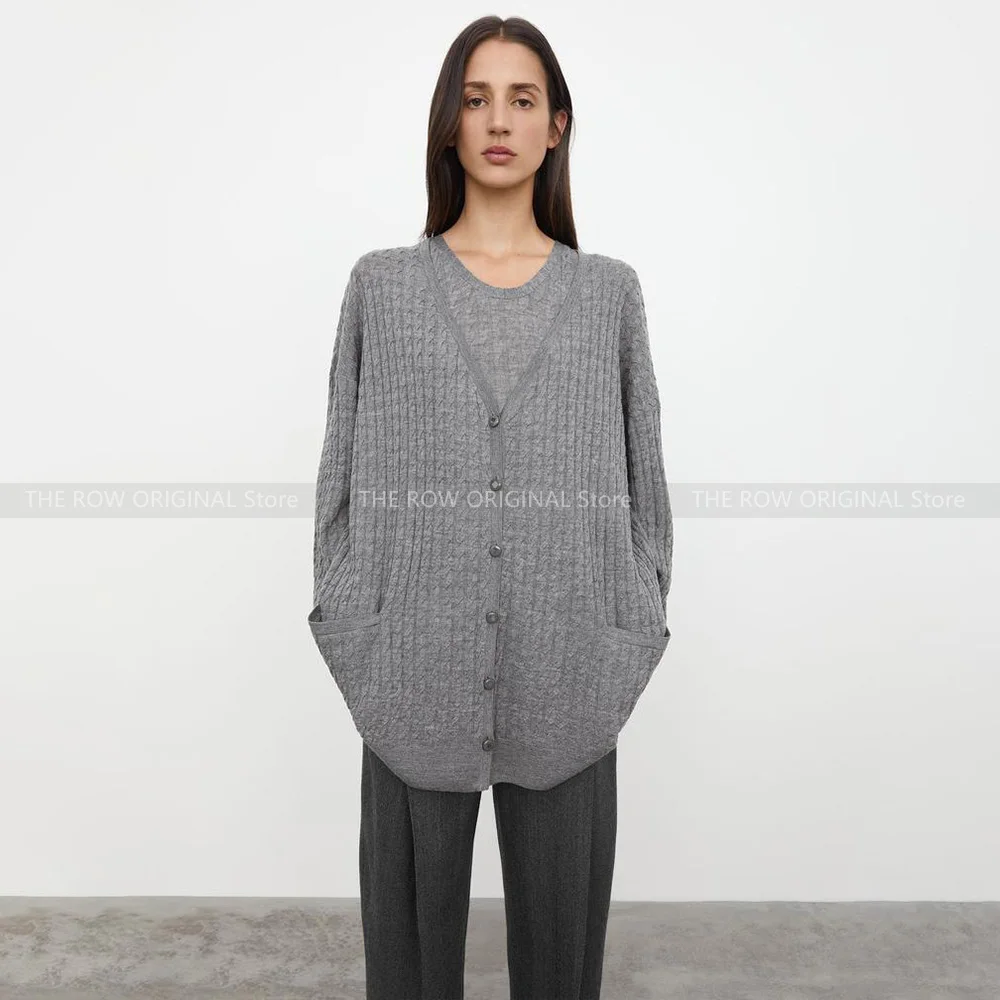 

T0teme Scandinavian classic twist new V-neck thin wool loose twist cardigan