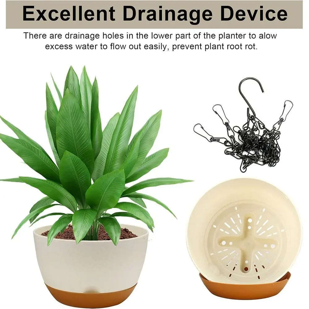 Description Picture 2 of itemWith Drainage Hole Baskets Self-Watering Hanging Planters Hanging Thickened Chain Plant Pot Removable Tray Flower Pots