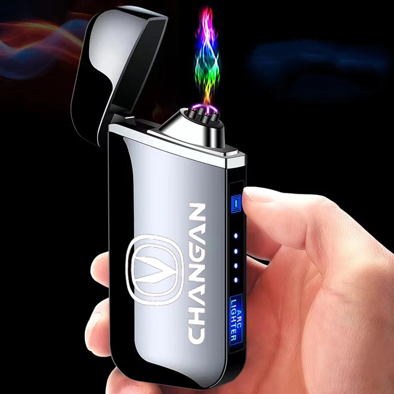 

Metal flameless electric lighter LED power display touch-sensitive dual-arc plasma USB lighter For Changan car accessories