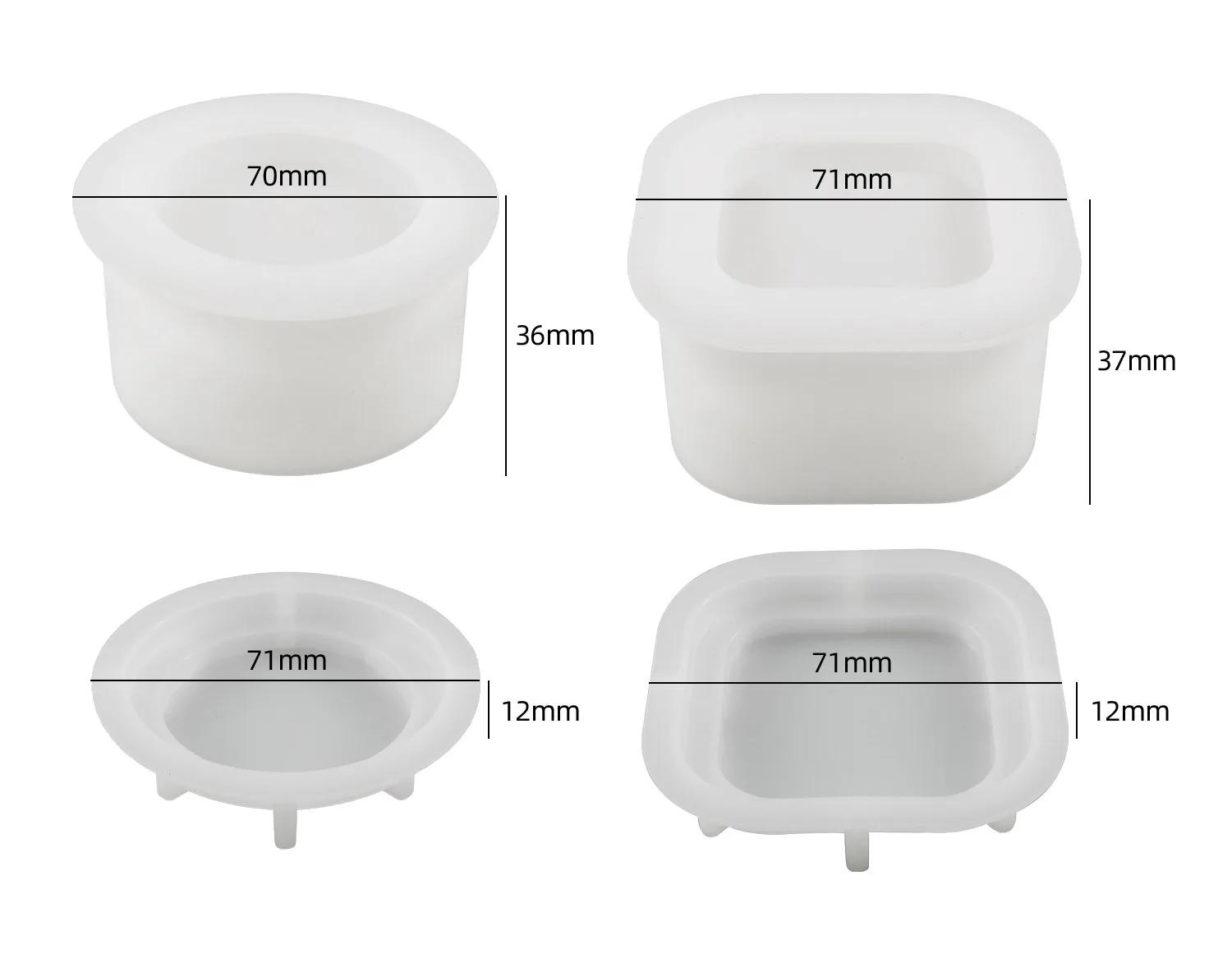 Description Picture 2 of itemRound Candle Jar Silicone Mold DIY Square with Lid Craft Ornaments Making Plaster Concrete Epoxy Resin Storage Box Casting Molds