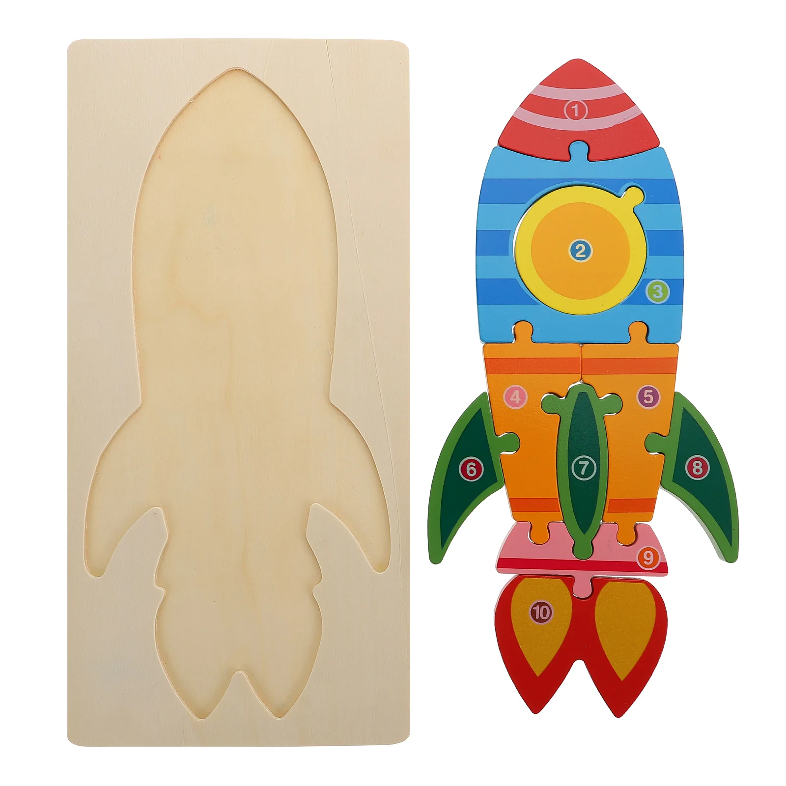 

Toddler Kids Toy Cognitive Three-dimensional Educational Children's Toys Toy Wooden Playthings Cartoon Rockets Preschool