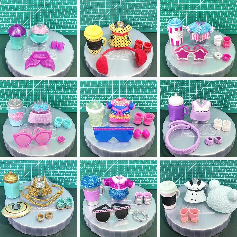 

Original Dolls 8CM Big Sister Doll Accessories Clothes Shoes Glasses Bottle Children Play House Toys Kids Rare Collect Gift