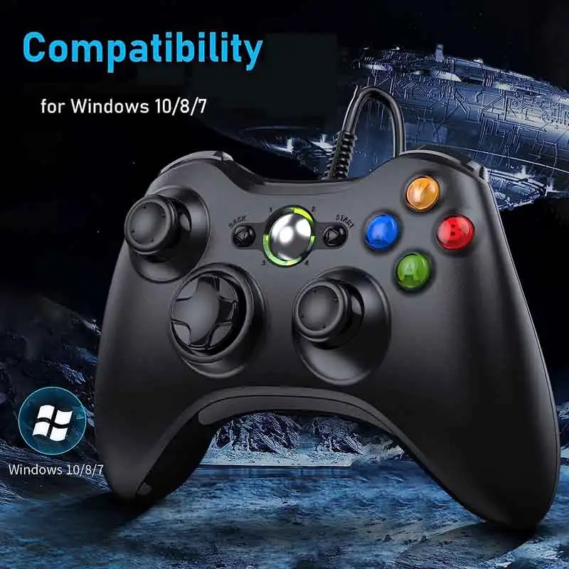 Wired Dual Vibration USB Gamepad, Joystick, Controlador de PC, Windows 7,  Windows 10, Não, Xbox 360, Acessórios para jogos - AliExpress