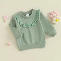 Pudcoco Baby Girl Sweatshirts Casual Long Sleeve Lace Patchwork Pullover Tops Newborn Winter Clothes 3-18M 5