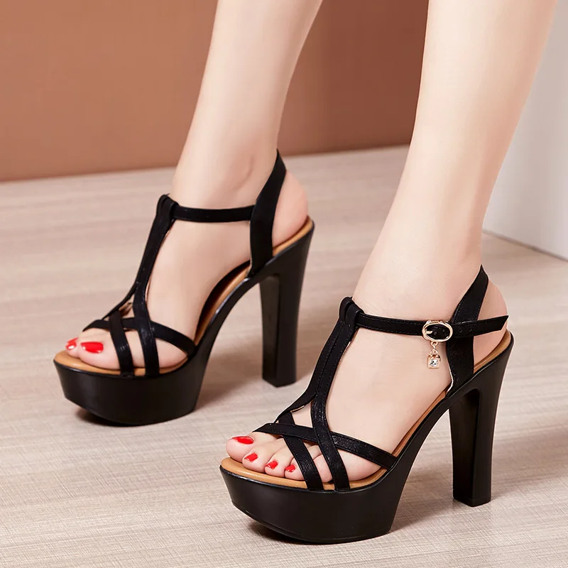 Nuevos zapatos de tacón para mujer, 14cm, sexis, con hebilla concisa, tacon altos, correa en el tobillo a la moda, charol, zapatos de boda rojos de talla grande - AliExprs 322