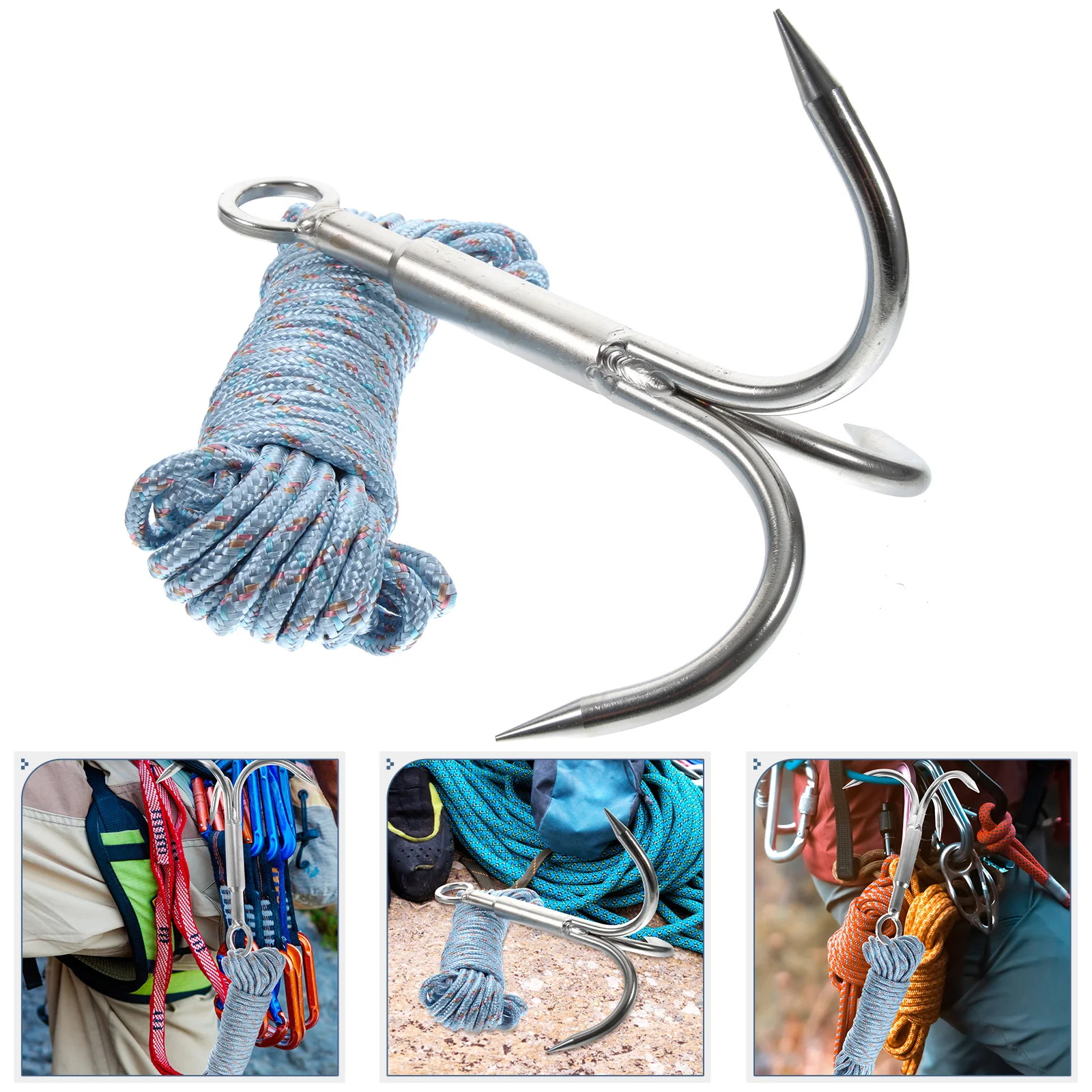 

Three Claw Hook Grapple Anchor Survival Tools Climb Stainless Steel Climbing Metal