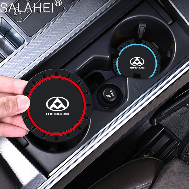 PVC Silicone Car Coaster 2Pcs Water Cup Slots Non-Slip Pad Waterproof For Maxus T60 D60 D90 D20 G50 G10 G20 T90 V80 Accessories