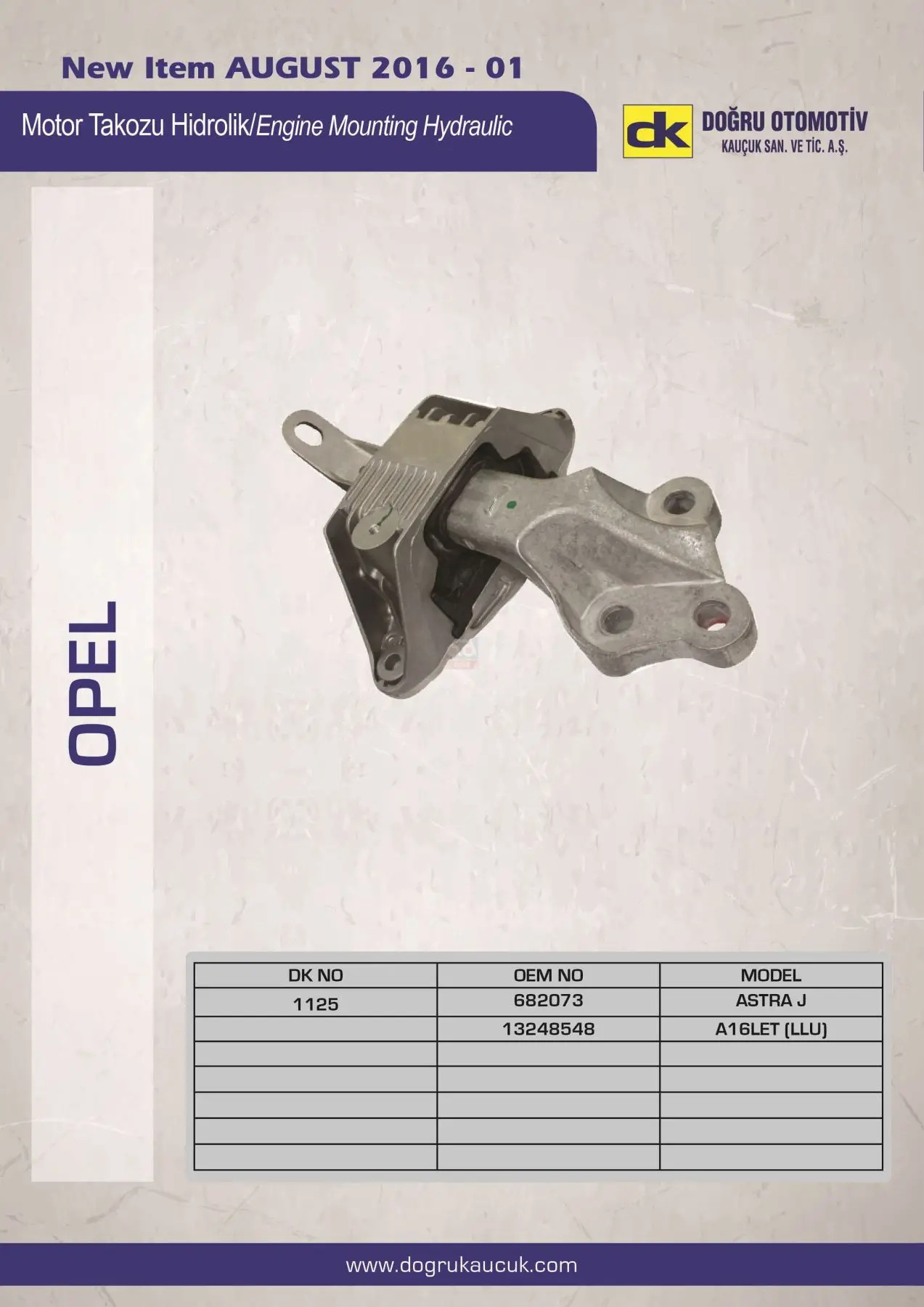 

Store code: DK1125 for left ASTR A.J 1.6 16V * A16LET * A16LET *