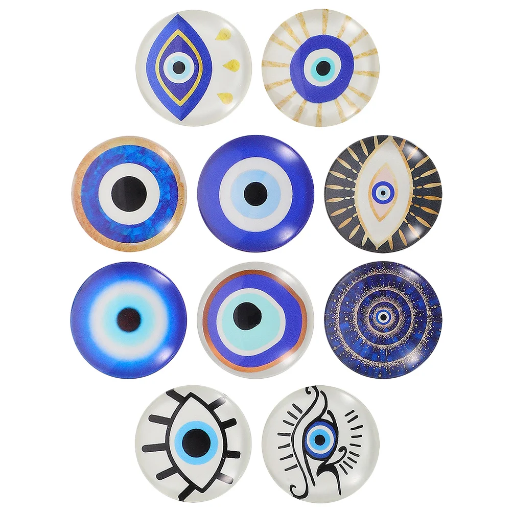 

Blue Evil Eye Beads Glass Dome Cabochons Mixed Color Flower Pattern Half Round Crafts Mosaic Tiles