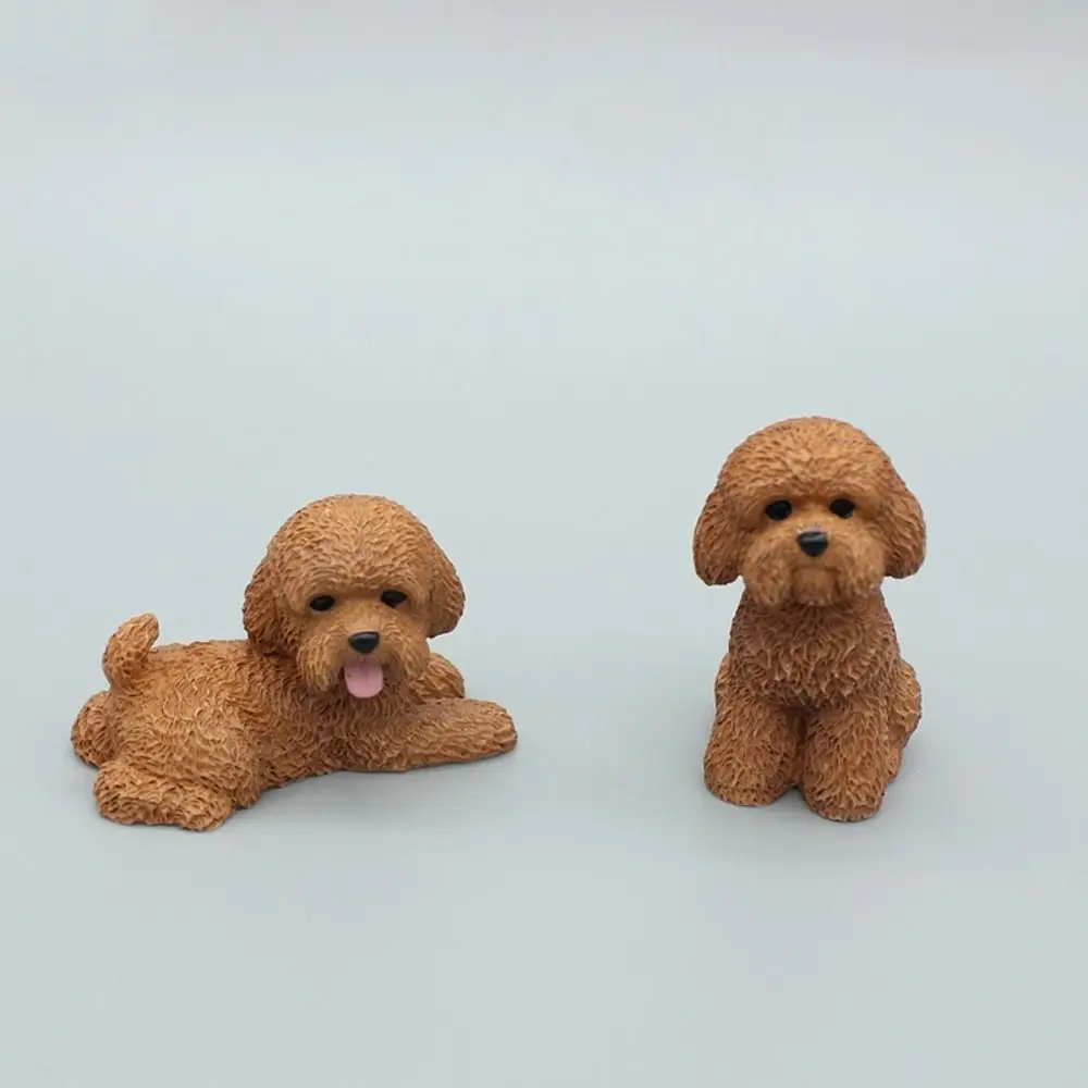 Simulation Poodle Dog Figures Puppy Model Resin Crafts Mini Animal Ornament Miniature Figurine Desktop Decoration