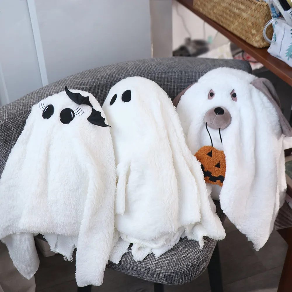 Fun Cute Ghost Dog Pillow PP Cotton White Halloween Soft Room Decoration Puppy Sofa Pillow