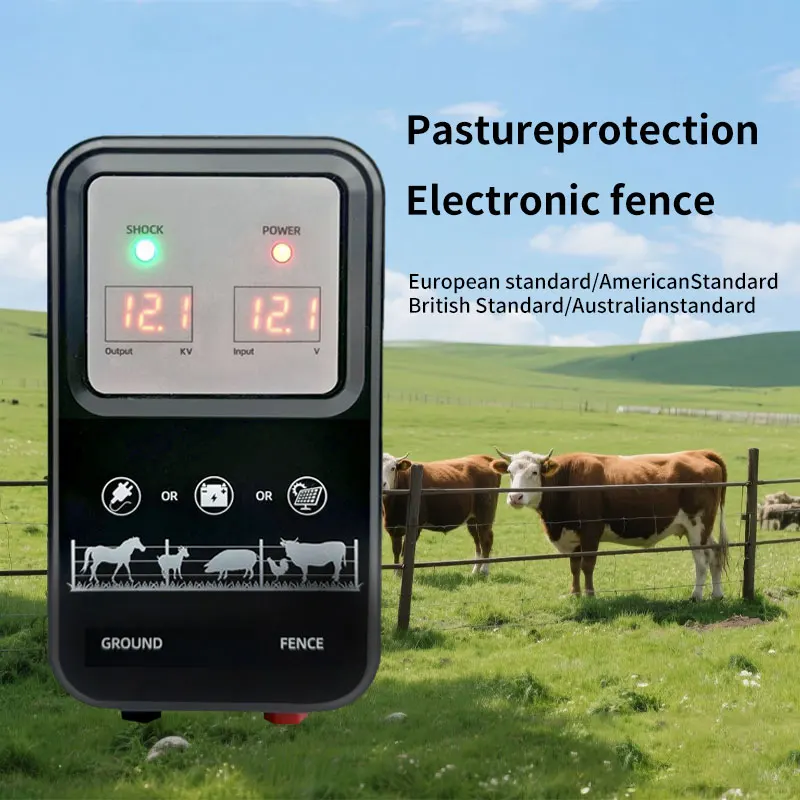 10KM Electric Fence Energiser for Cattle Sheep Horse Animals Farm Livestock Pulse Transformer Device Electric Shepherd Kit 12V